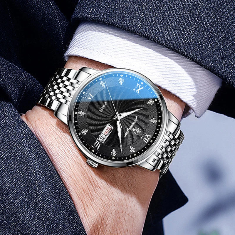 POEDAGAR Brand Luxury Mens Watches High Quality Waterproof Business Casual Man Quartz Wristwatch Luminous Stainless Steel Clocks