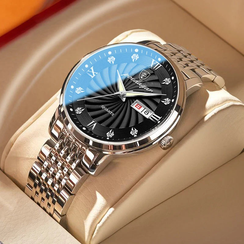 POEDAGAR Brand Luxury Mens Watches High Quality Waterproof Business Casual Man Quartz Wristwatch Luminous Stainless Steel Clocks