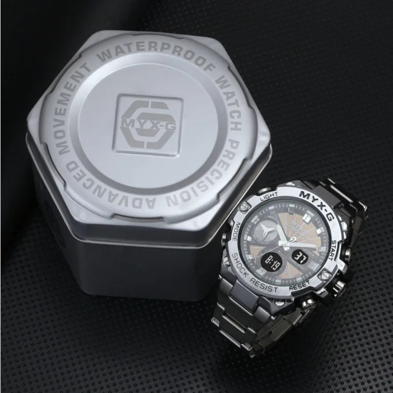 Solar Energy Watch For Men Endurance Light Kinetic Energy Timer Alarm Clock Rotating Windmill All Steel Men Watch Reloj Hombre