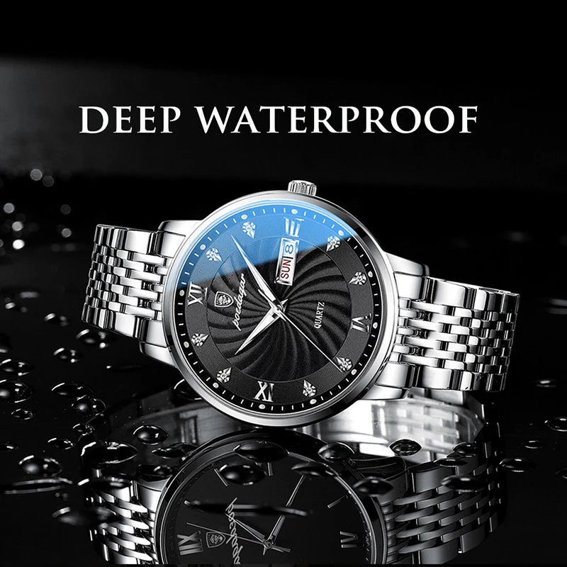 POEDAGAR Brand Luxury Mens Watches High Quality Waterproof Business Casual Man Quartz Wristwatch Luminous Stainless Steel Clocks