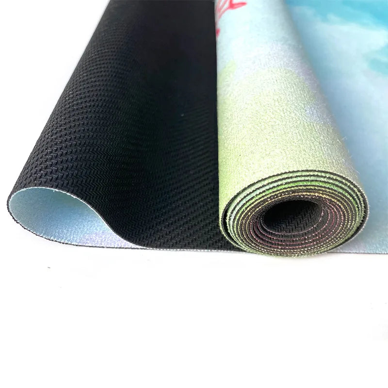 Ultra-thin Folding Yoga Mat Natural Rubber Suede Print Exercise Portable Sweat-absorbing Meditation Aesthetics DIY 183*68*0.1cm
