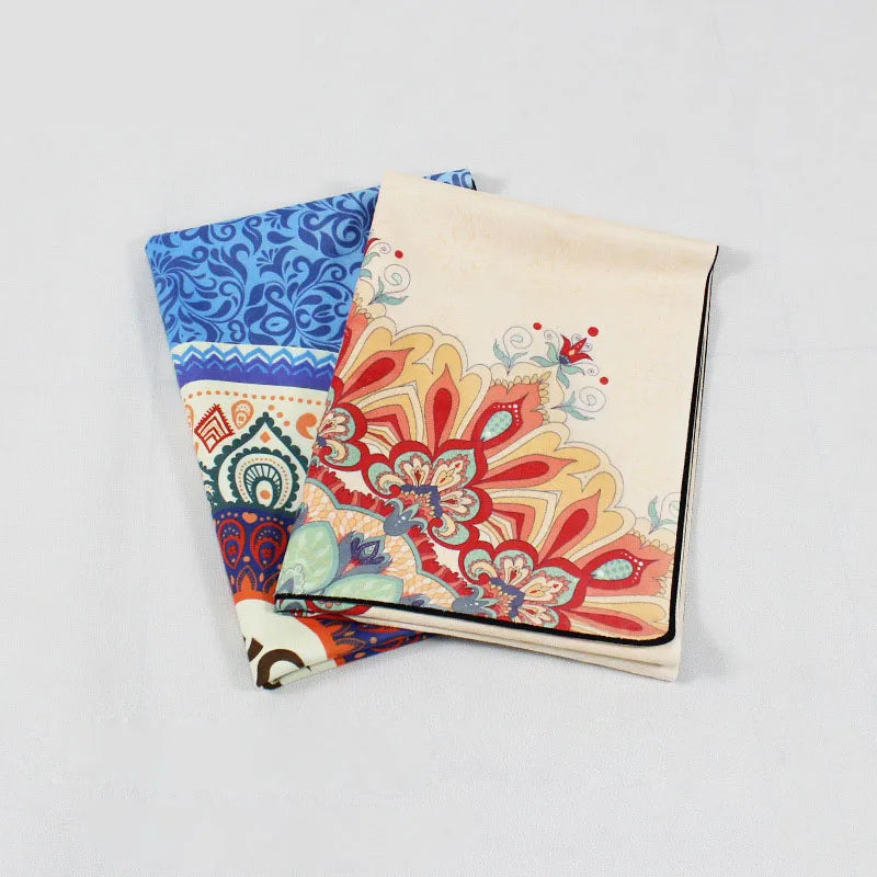 Ultra-thin Folding Yoga Mat Natural Rubber Suede Print Exercise Portable Sweat-absorbing Meditation Aesthetics DIY 183*68*0.1cm