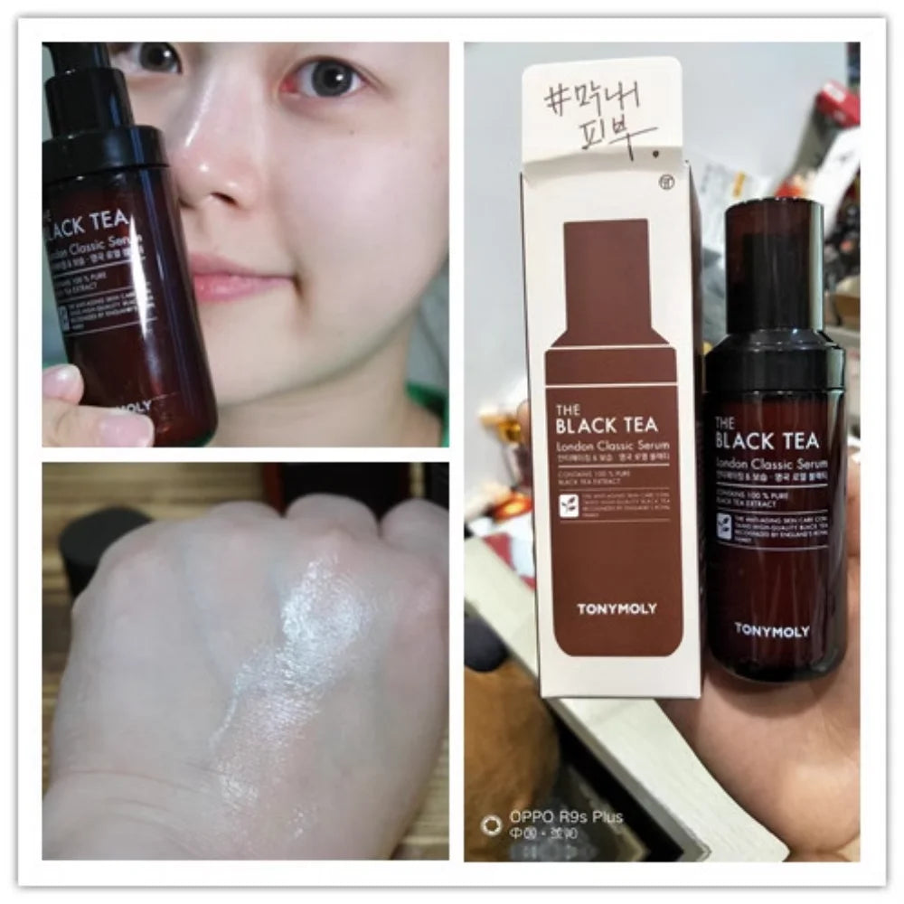Korea Tonymoly Premium Black Tea London Classic Serum Black Yeast Essence Moisturizing Anti-Wrinkle Brighten Skin Whitening Care